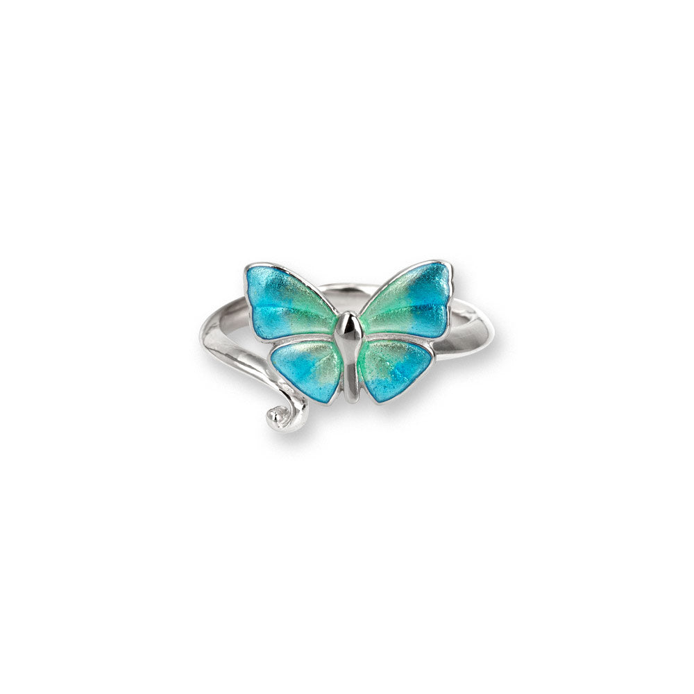 Blue Enamel Butterfly Ring
