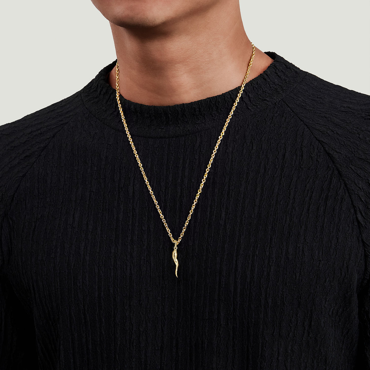 22" Italian Horn Pendant in Yellow Gold by Gabriel & Co.