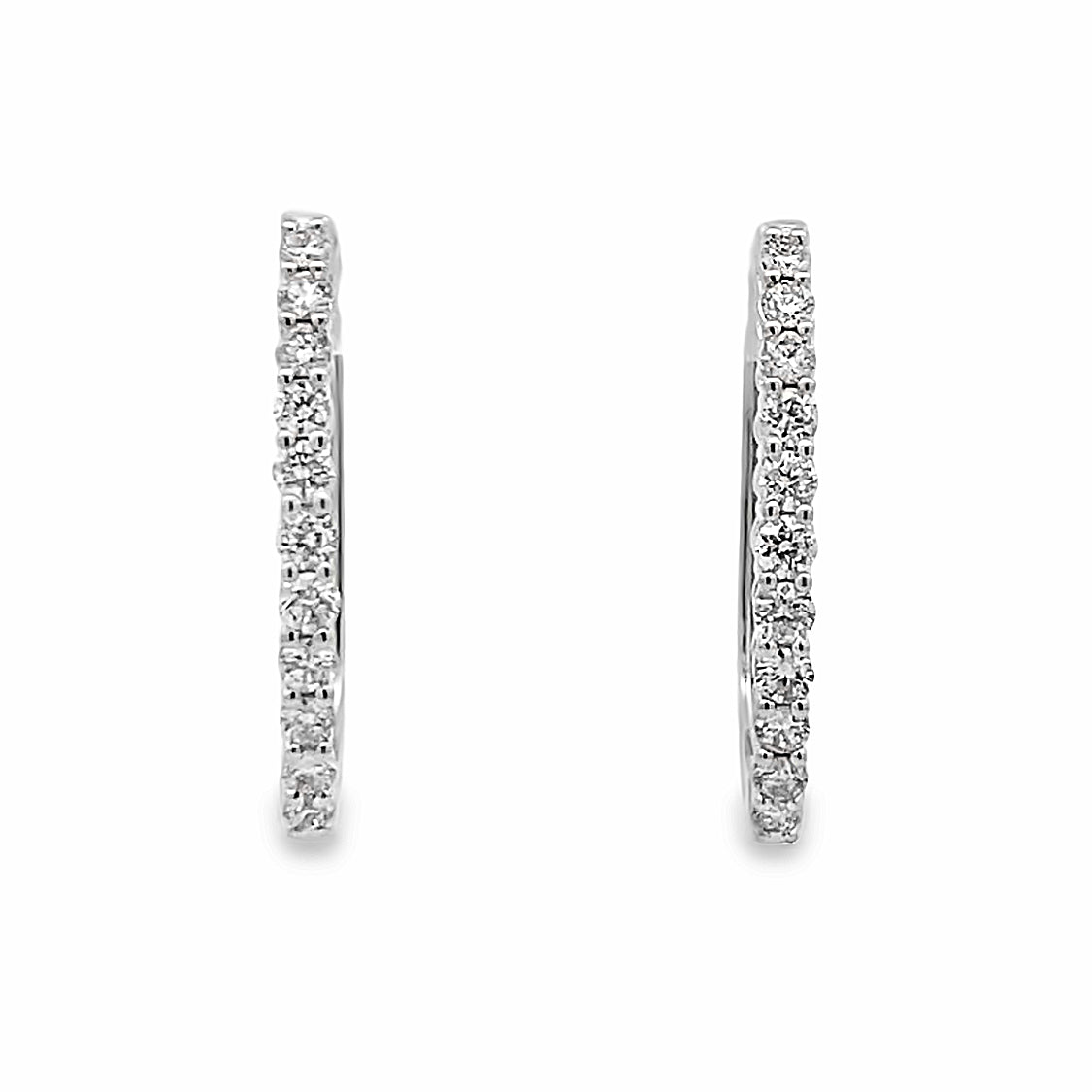 3/4 CTW Diamond Hoop Earrings in White Gold