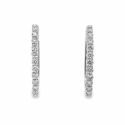 3/4 CTW Diamond Hoop Earrings in White Gold