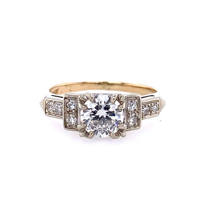 Estate Two Tone 14 Karat Gold Diamond Engagement Ring