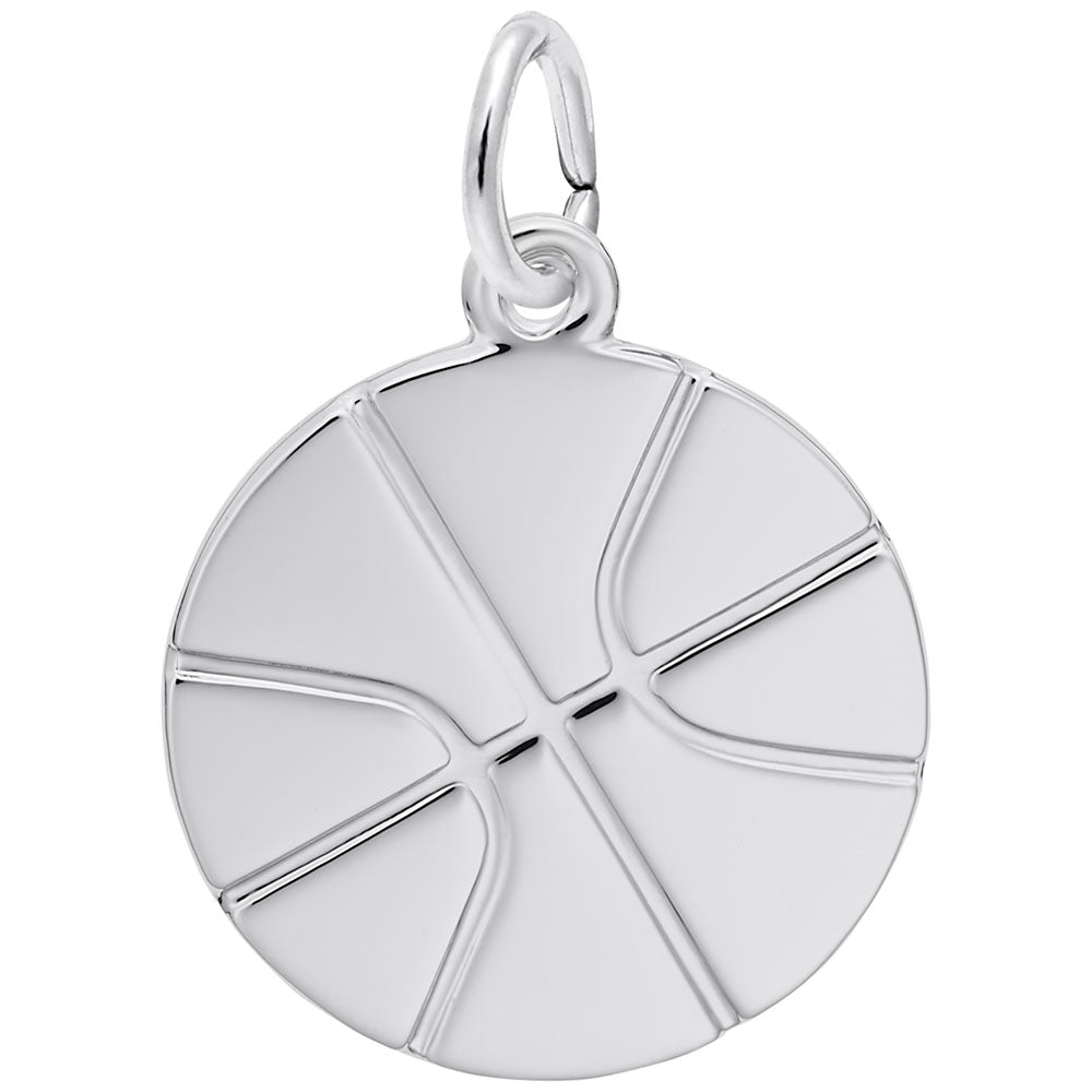 Flat Basketball Charm in Silver