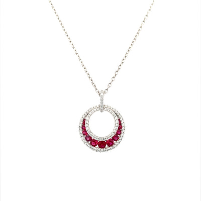FANA 14 Karat Drop Style Ruby and Diamond  Pendants P1535R/WG