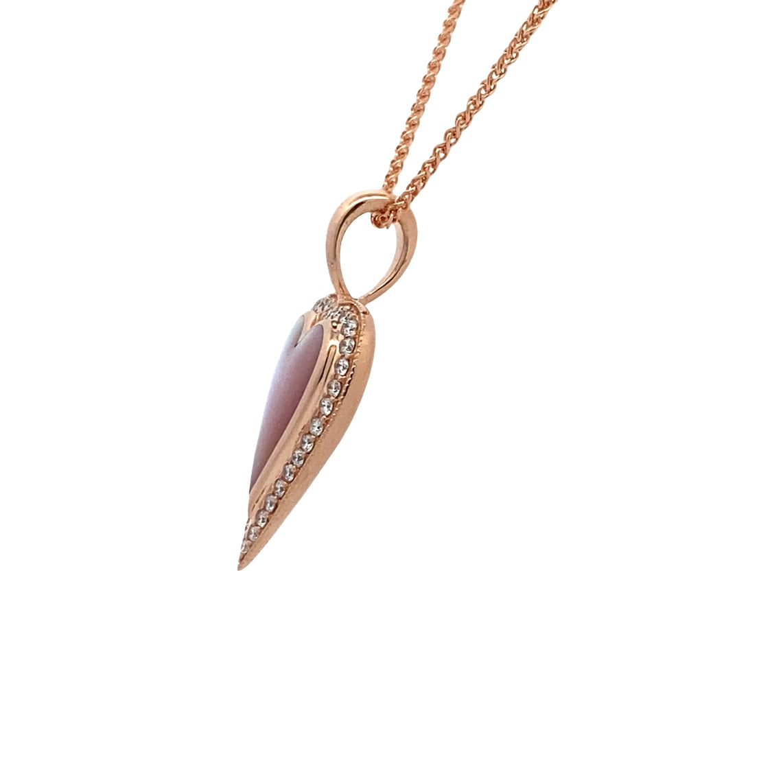 Mother of Pearl and Diamond Heart Pendant 0.39CTW in 14K Rose Gold by Kabana