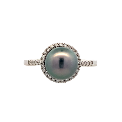 Tahitian Pearl Halo Ring in White Gold by Imperial Pearl