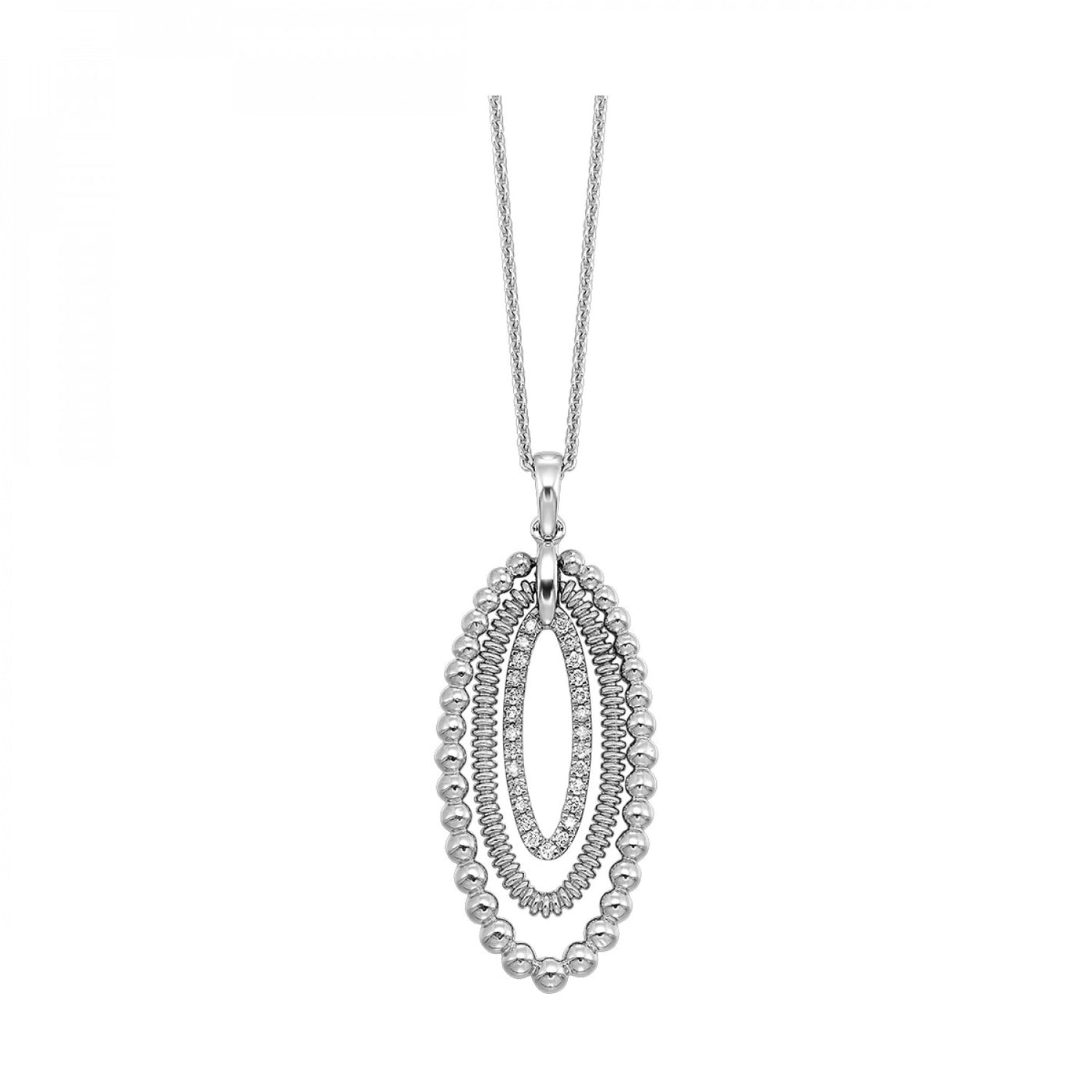 Triple Oval Frames Diamond Pendant in Silver