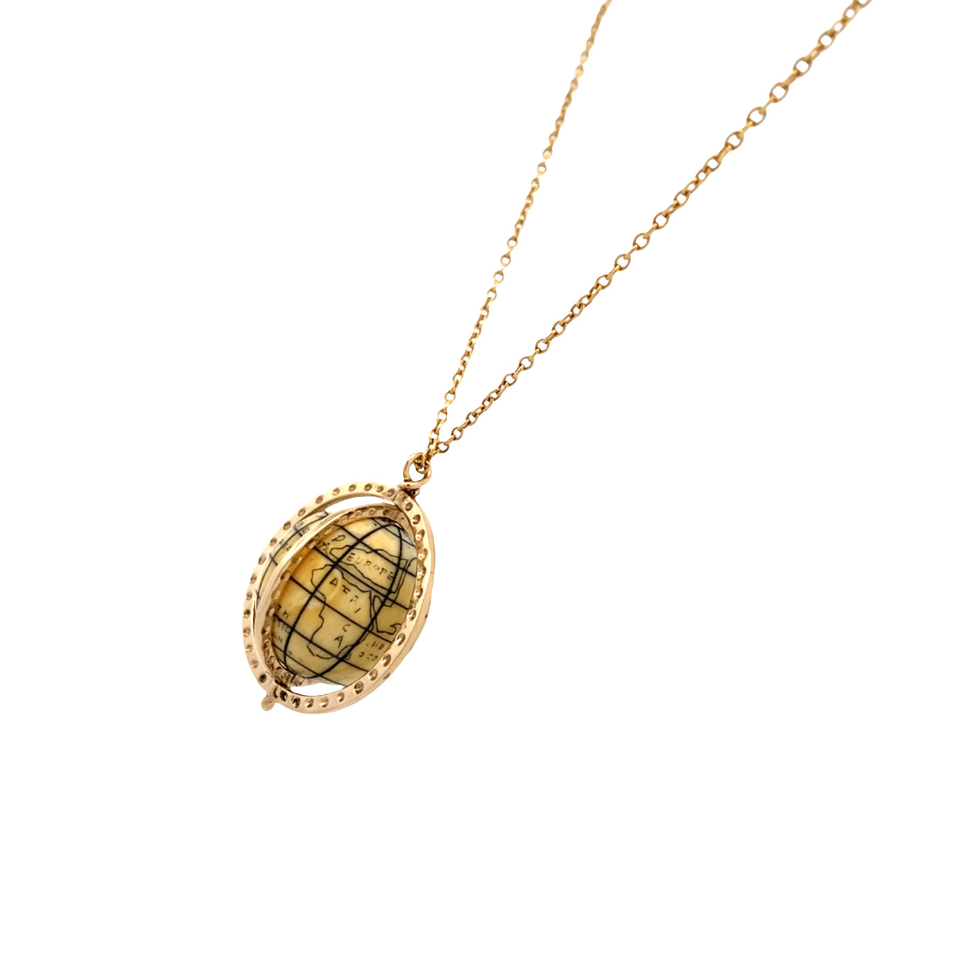 ESTATE Rotating Globe Pendant in Yellow Gold