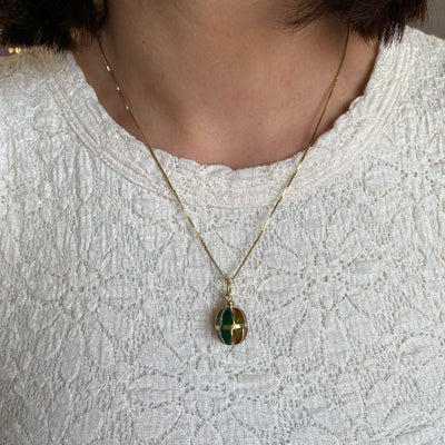 ESTATE Enamel Cage Pendant in Yellow Gold