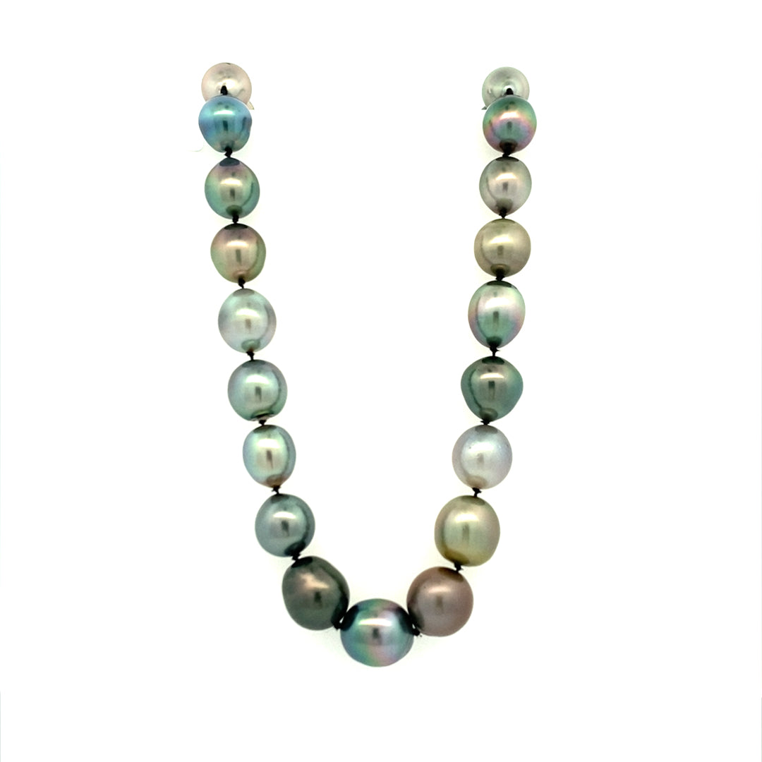 11 x 13mm Dark Black Baroque Tahitian Pearl Necklace 32 Inches | American  Pearl