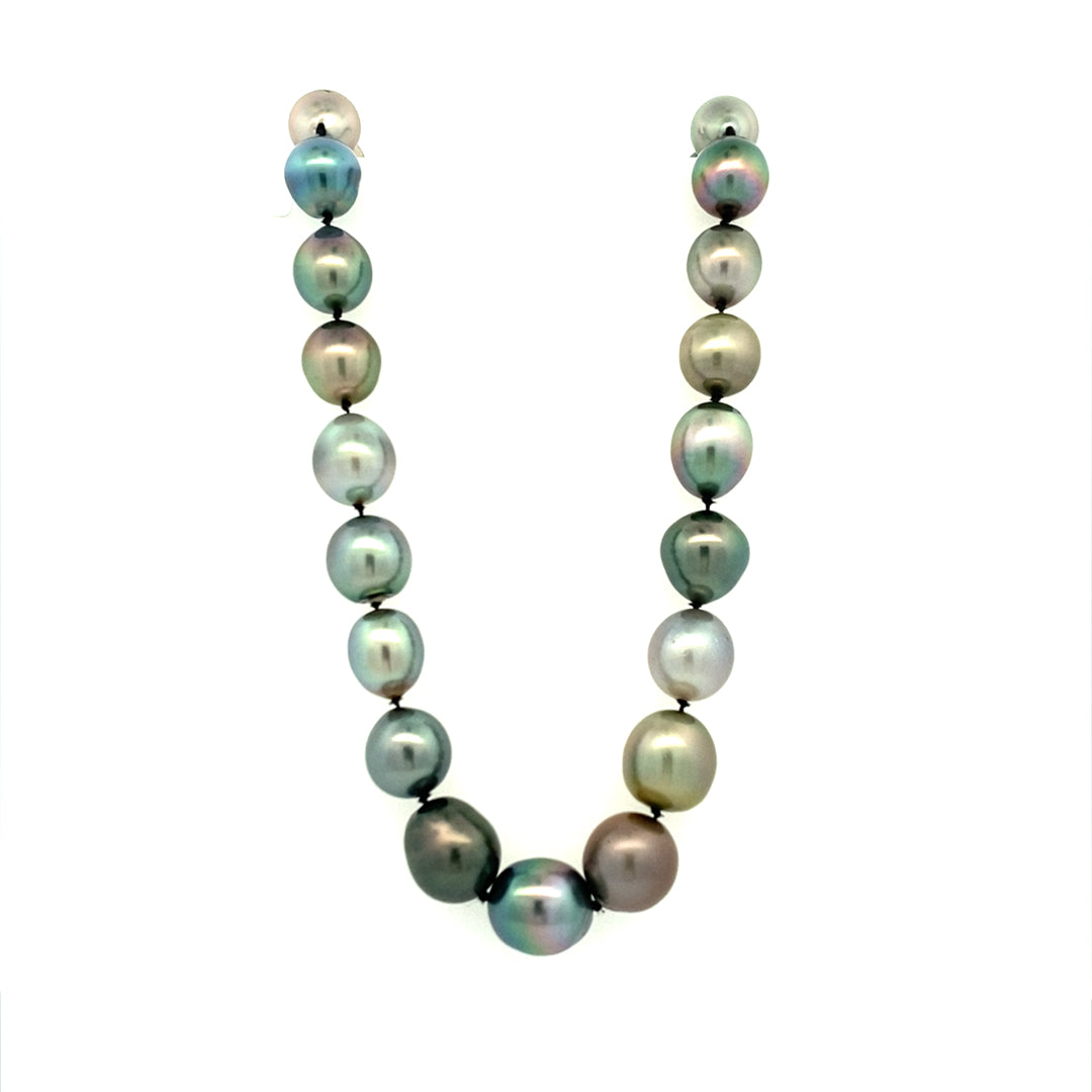 18" Multi-olored Tahitian Pearl Necklace in White GOld
