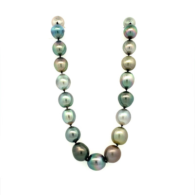18" Multi-olored Tahitian Pearl Necklace in White GOld