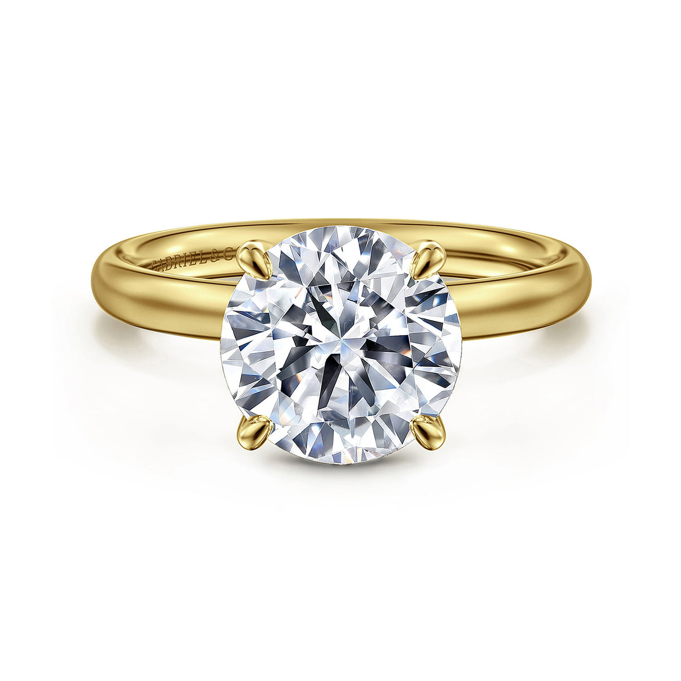 3ct Round Solitaire Engagement Ring in Yellowo Gold by Gabriel & Co.