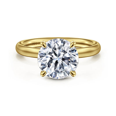 3ct Round Solitaire Engagement Ring in Yellowo Gold by Gabriel & Co.