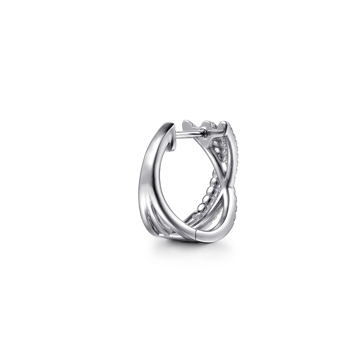 14K White Gold Diamond Criss Cross Hoop Earrings 0.50CTW by Gabriel & Co.