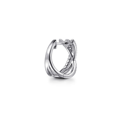14K White Gold Diamond Criss Cross Hoop Earrings 0.50CTW by Gabriel & Co.