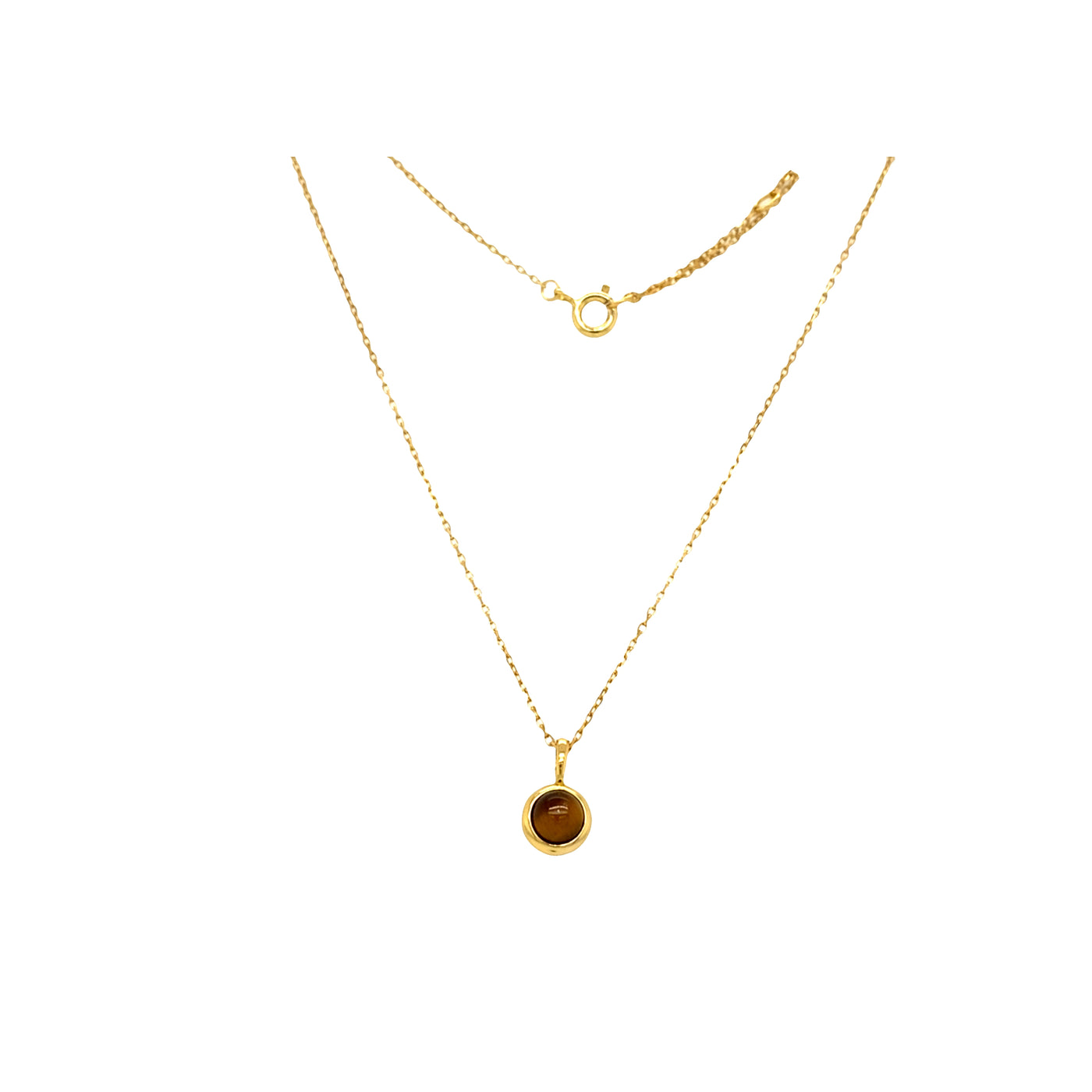 Tiger Eye Necklace in Sterling Silver with Gold Plating by AniaHaie