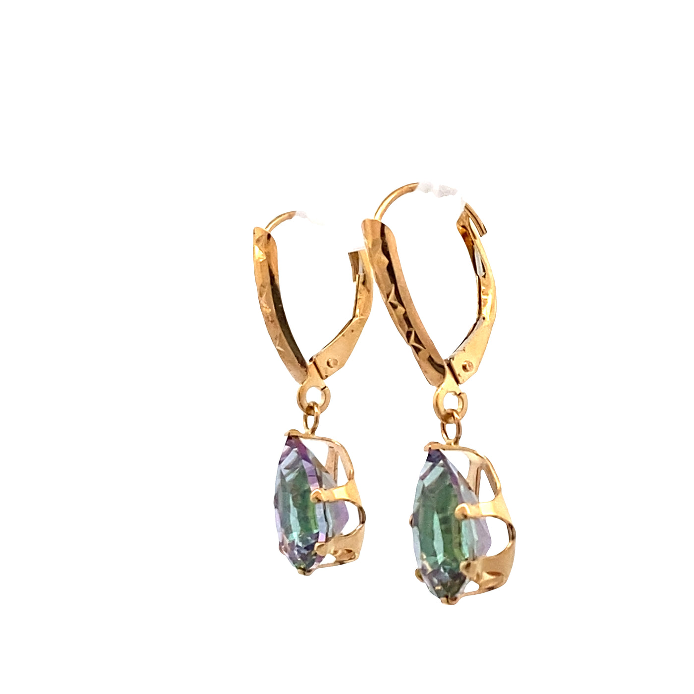 ESTATE Mystic Topaz Earrings in Yellow Gold