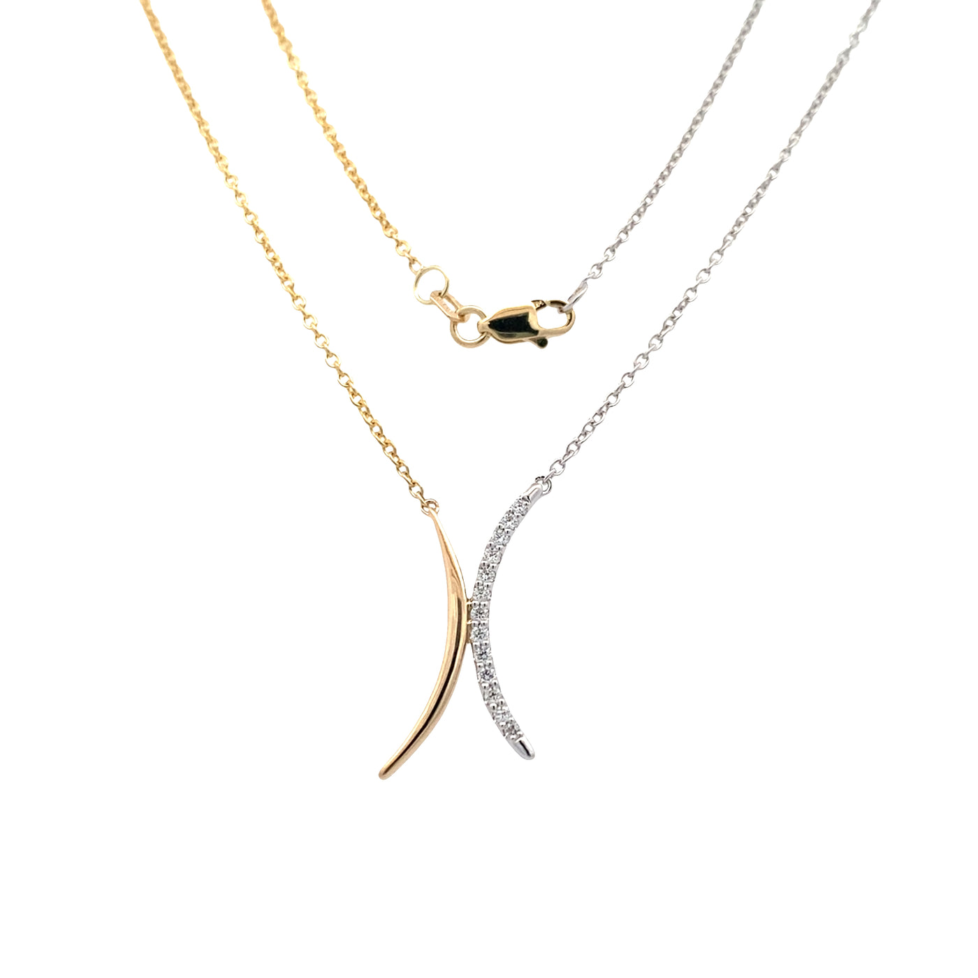 Diamond Curved Bar Necklace in Two-Tone GOld by Allison Kaufman