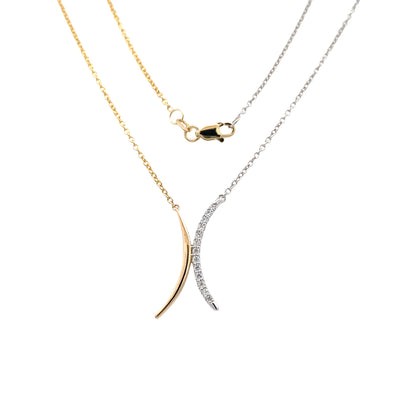 Diamond Curved Bar Necklace in Two-Tone GOld by Allison Kaufman