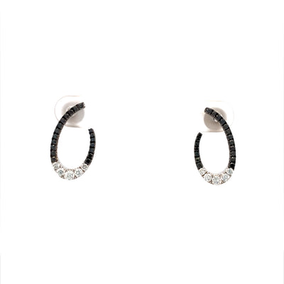 14 Karat Black and White Diamond Front Hoop Earrings E2278-4-WKW