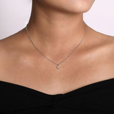 Diamond Pave Moon Pendant in White Gold by Gabriel & Co.