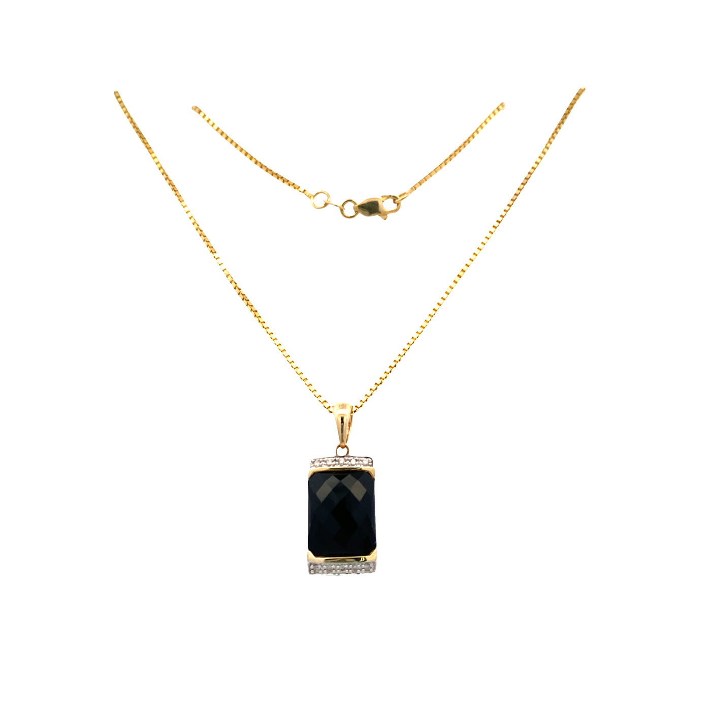 ESTATE Onyx and Diamond Pendant in Yellow Gold