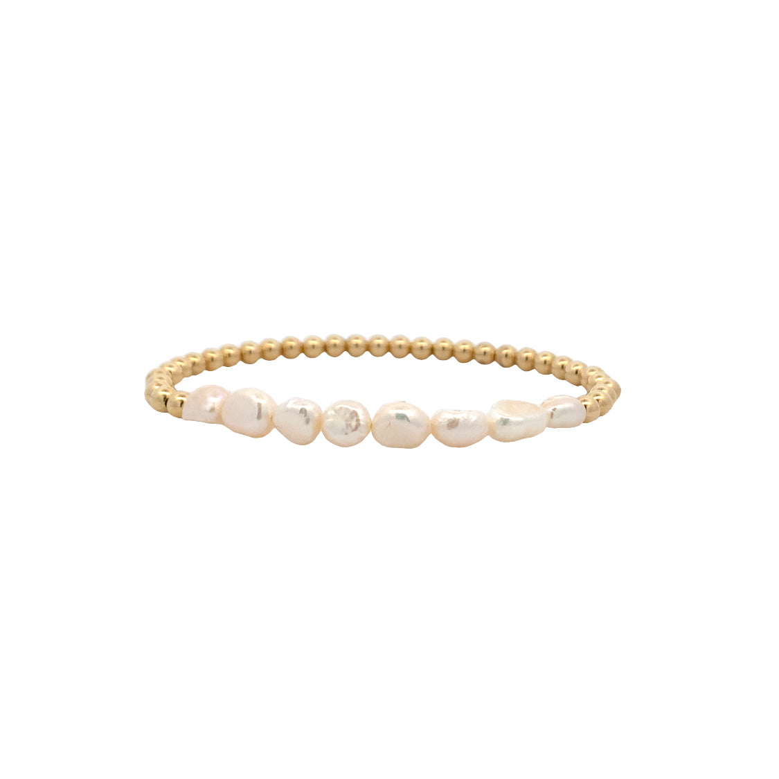 4mm Baroque Pearl Bracelet in Silver with Yellow Gold Plating by Karen lazar