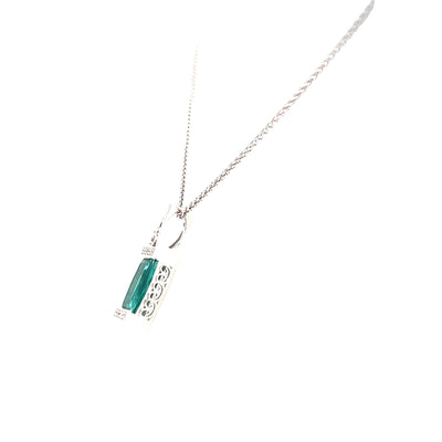 ESTATE Green Tourmaline Pendant in White Gold