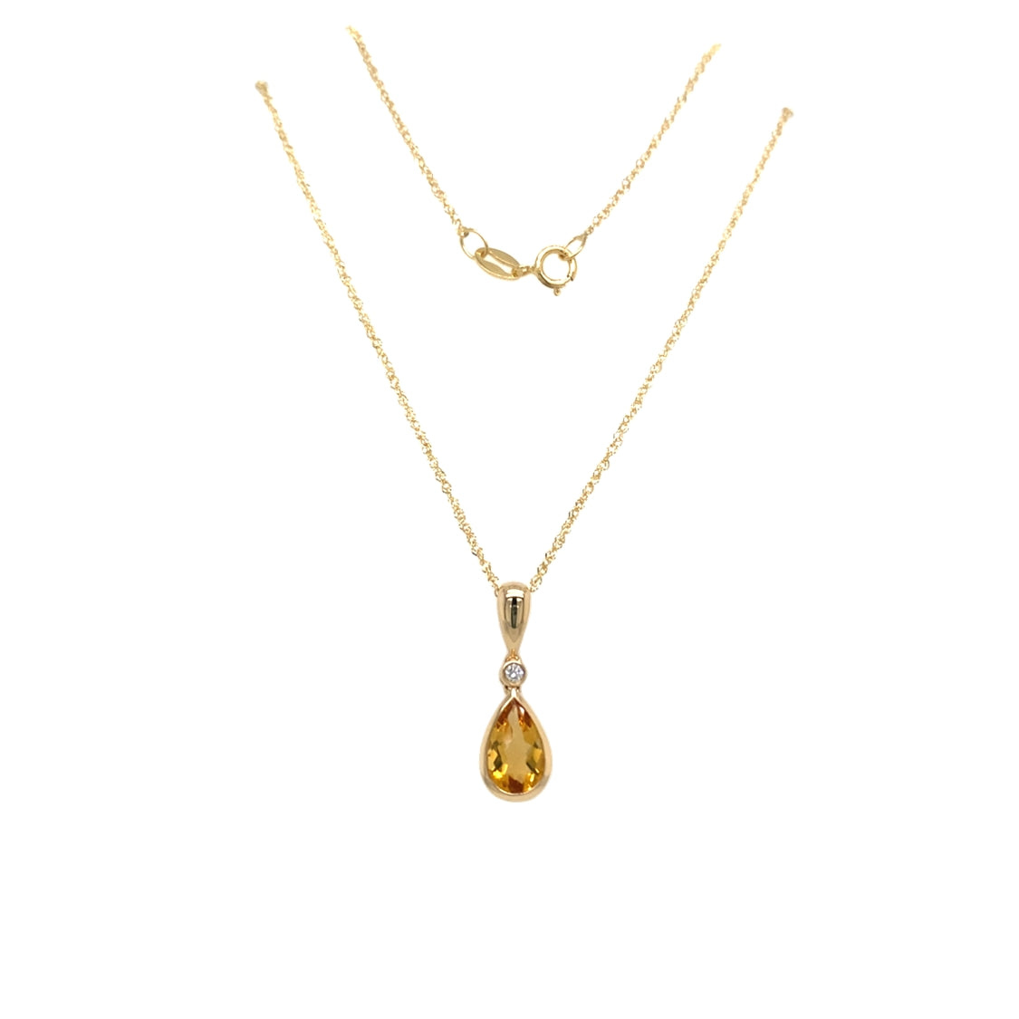 Citrine and Diamond Pendabnt in Yellow Gold