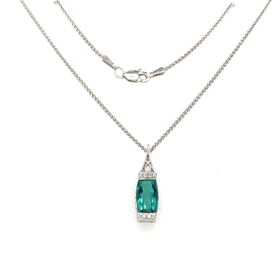 ESTATE Green Tourmaline Pendant in White Gold