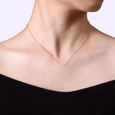 Initial “A” Link Necklace in Yellow Gold by Gabriel & Co.