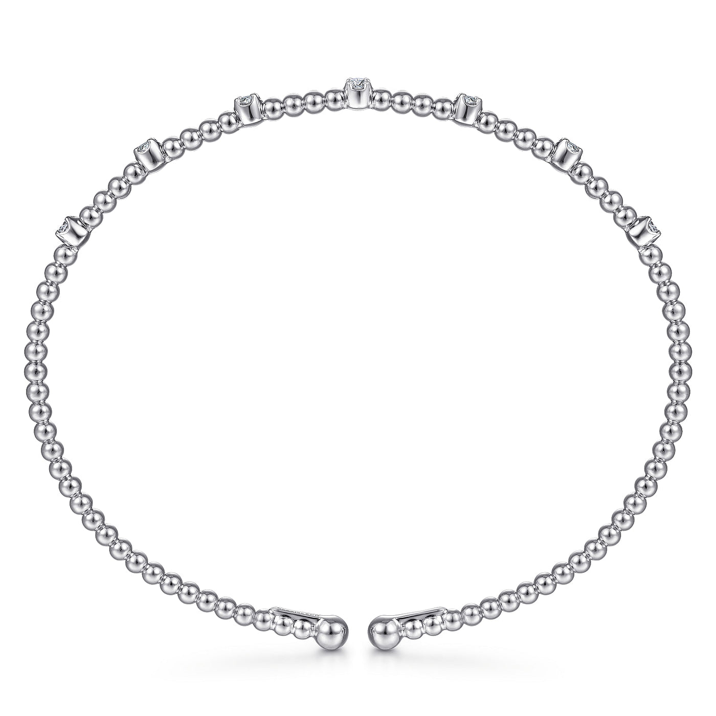 Seven Station Diamond Bujukan Bangle in White Gold by Gabriel & Co.