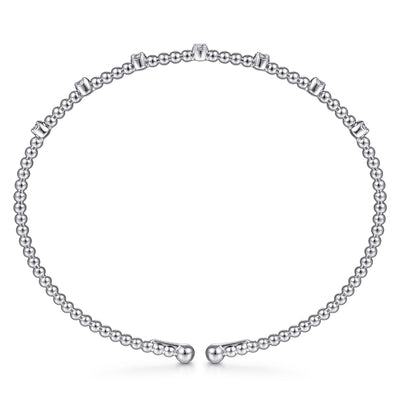 Seven Station Diamond Bujukan Bangle in White Gold by Gabriel & Co.