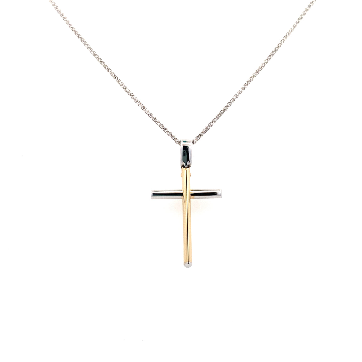 20" Cross Pendant in Two-Tone Gold
