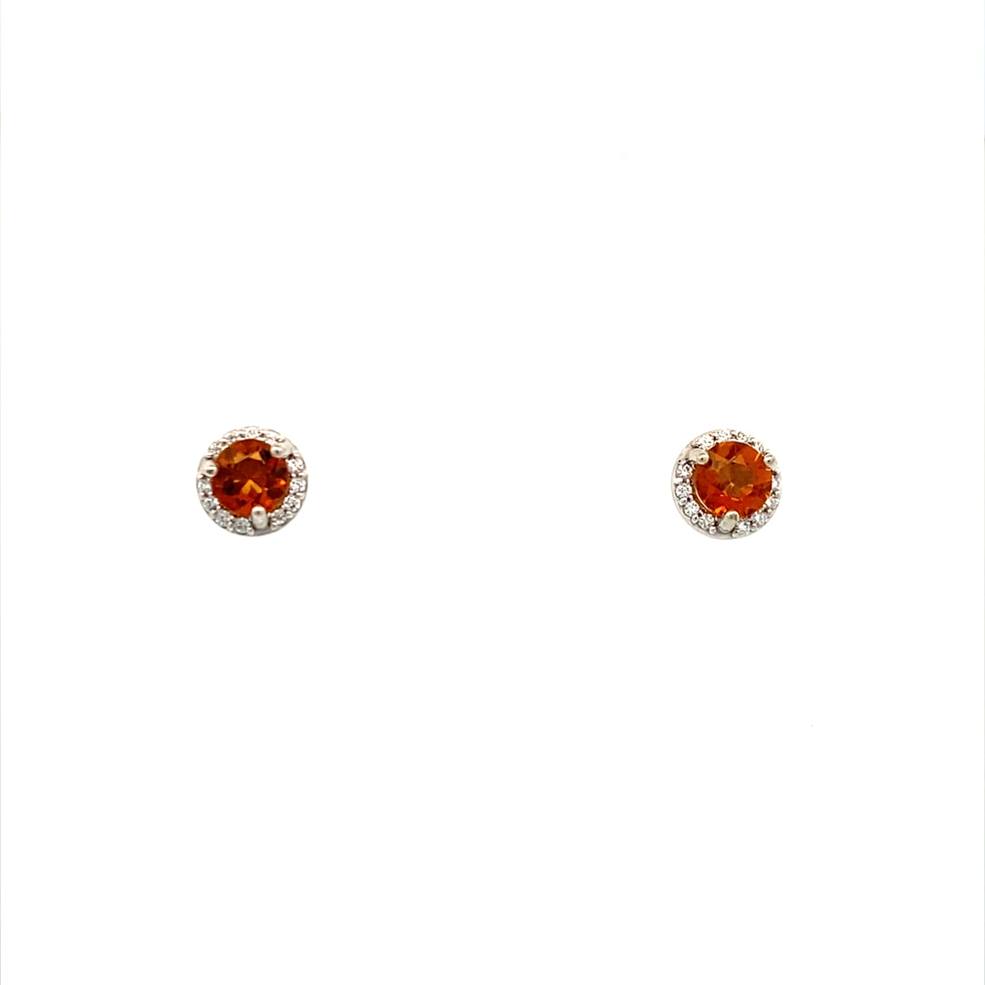 Beeghly & Co. 14 Karat White Gold Citrine Halo Stud Earrings