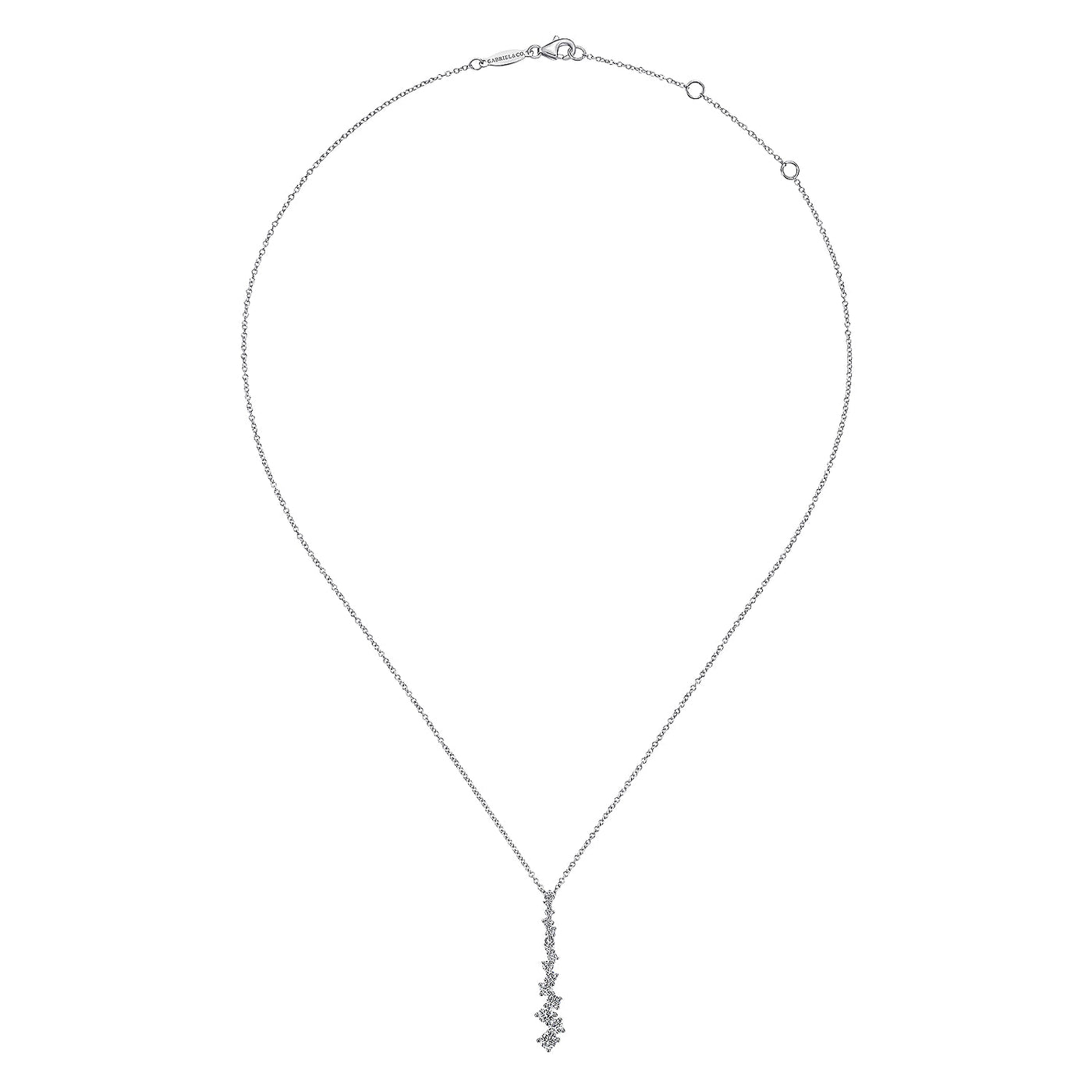 Diamond Linear Cluster Pendant in White Gold by Gabriel & Co.