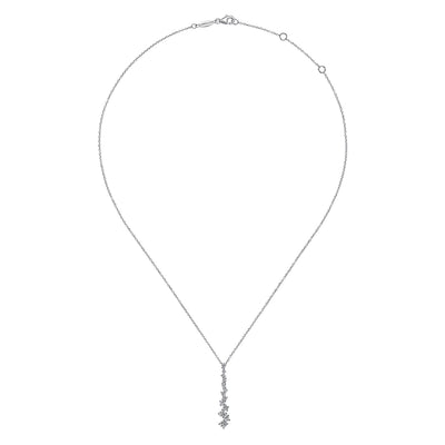 Diamond Linear Cluster Pendant in White Gold by Gabriel & Co.
