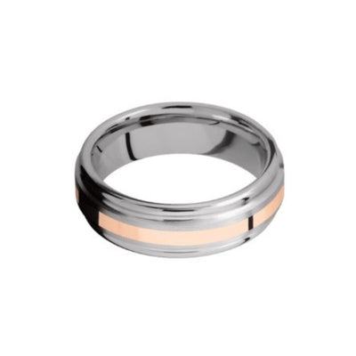 Fancy 6mm Wedding Band in Titanium and Rose Gold