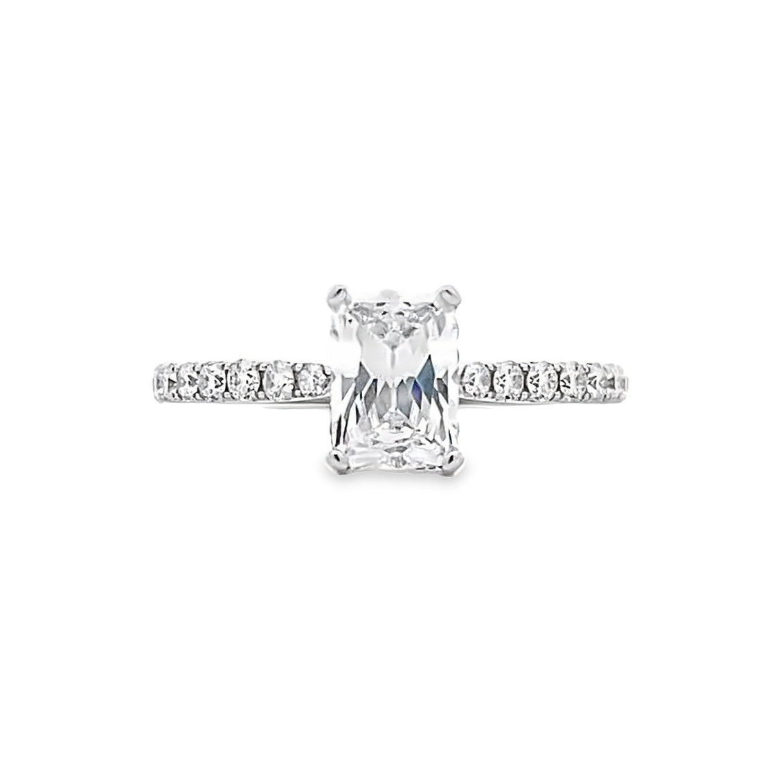 FANA 14 Karat with Side Stones Emerald Shape Engagement Ring S3023WG/SP