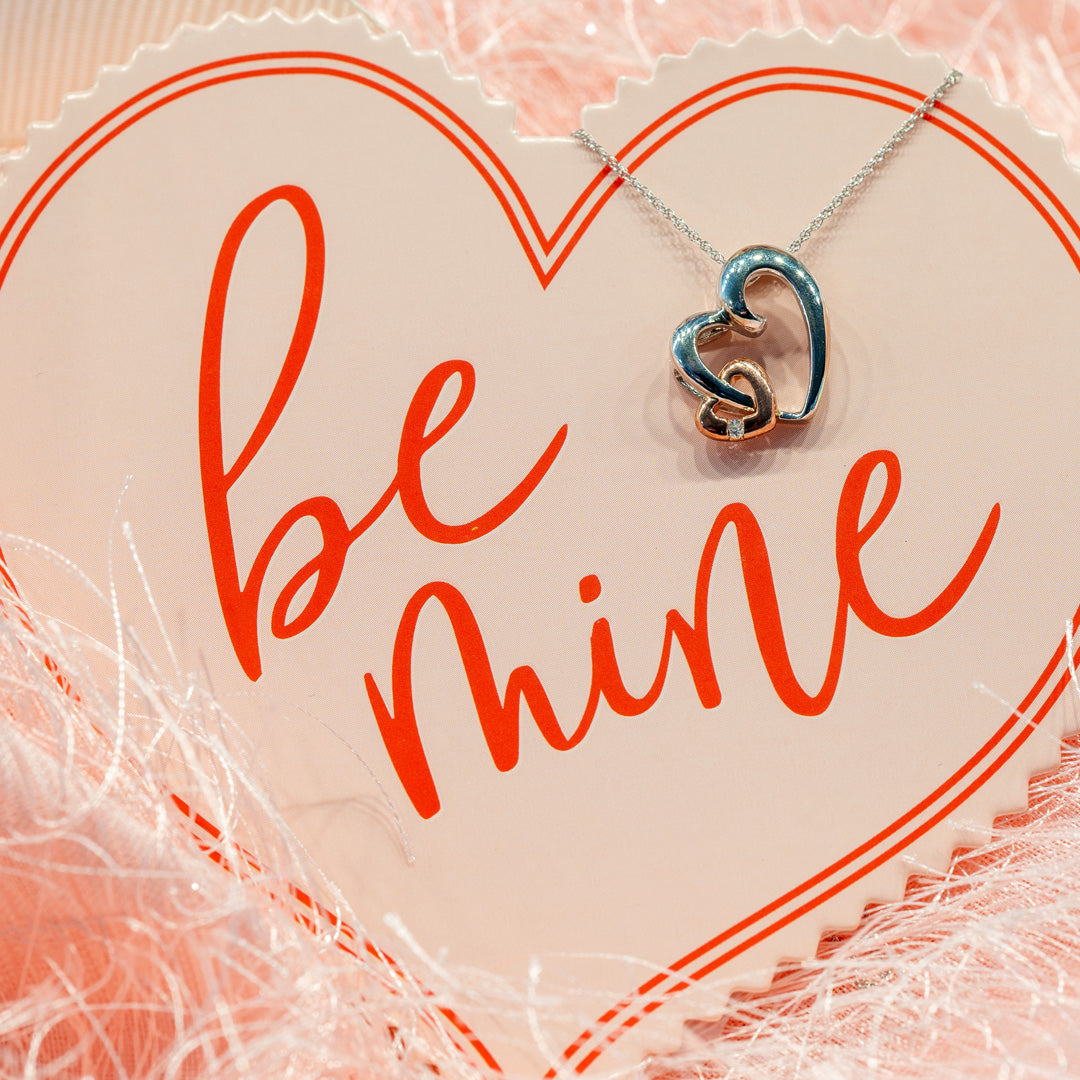 Estate Diamond Heart Pendant in Two-Tone Gold
