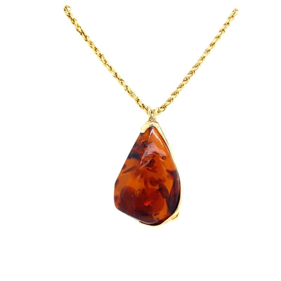 Estate Denmark Amber Pendant in Yellow Gold