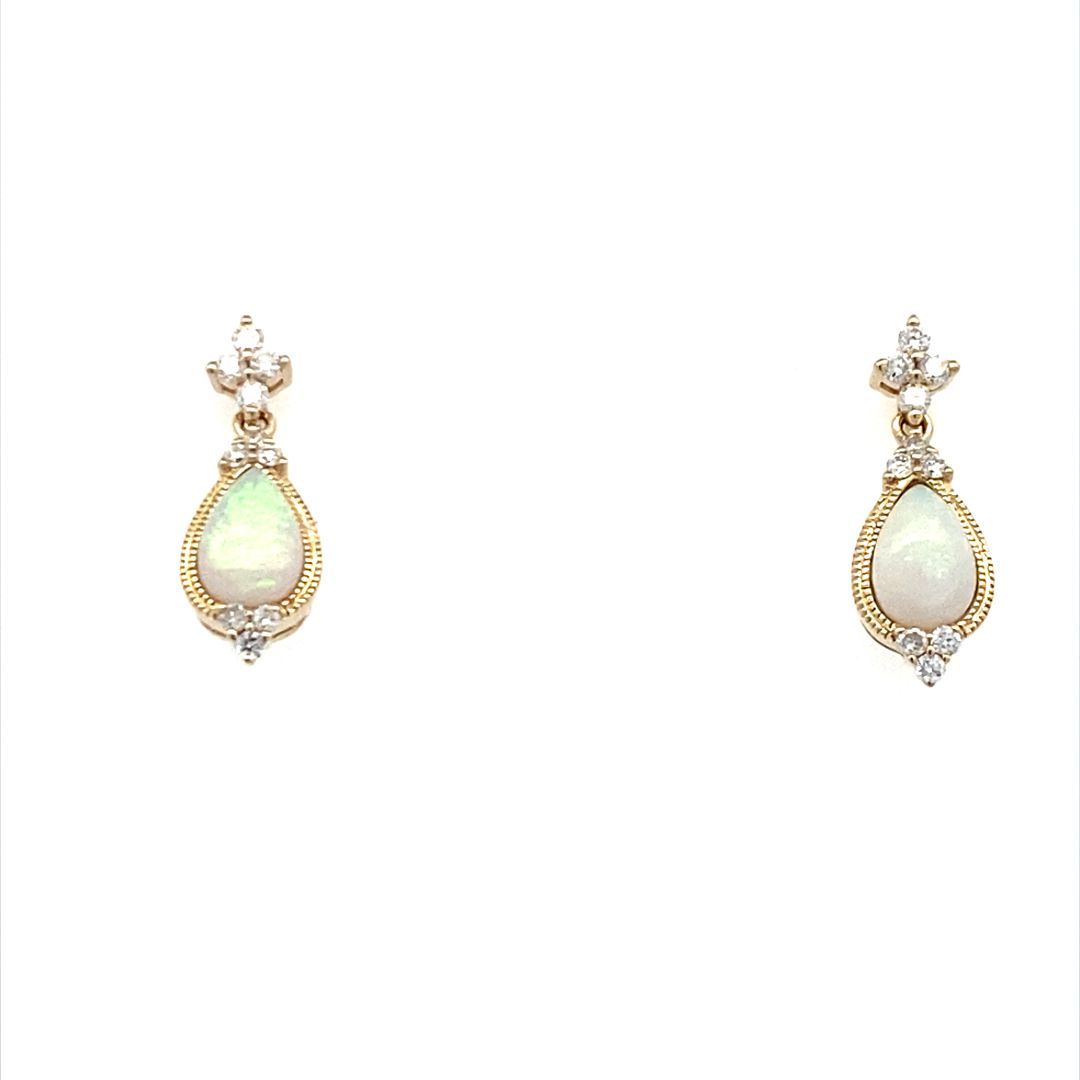 14 Karat Opal Drop Gemstone Earrings E4158
