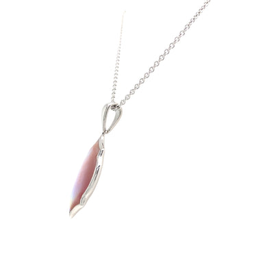 Pink Mother of Pearl Drop Pendant in Silver by Kabana