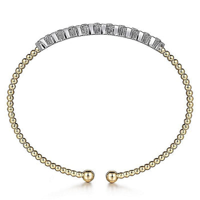 Baguette and Round Diamond Bar Bracelet in Two-Tone Gold by Gabriel & Co.