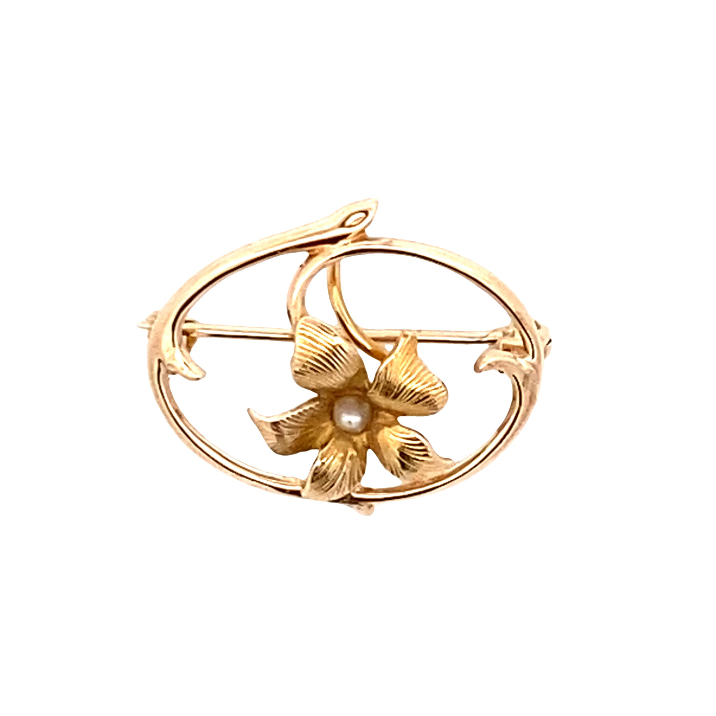 ESTATE Keshi Pearl Pin/Pendant in Yellowo Gold