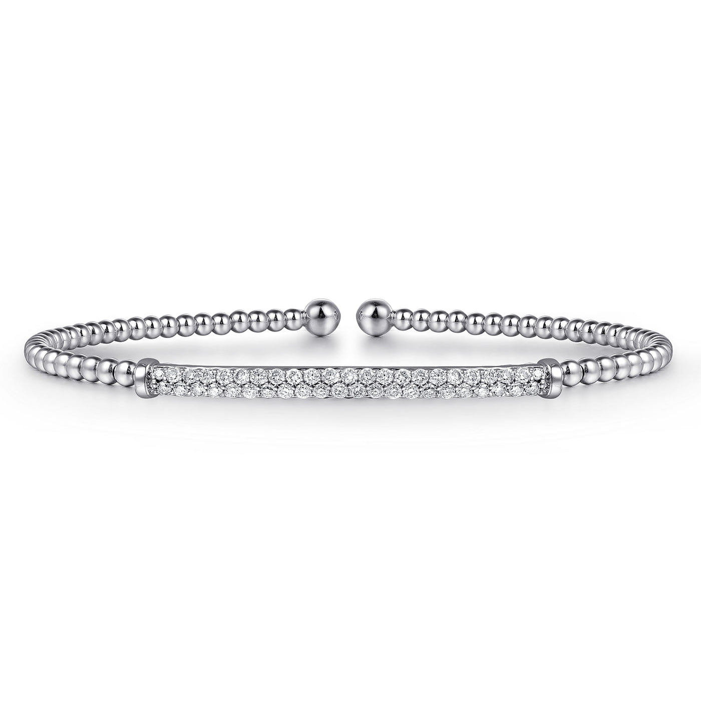 Two Row Diamond Bar Bracelet in White Gold by Gabriel & Co.