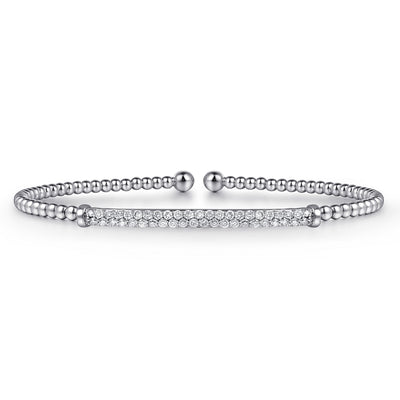 Two Row Diamond Bar Bracelet in White Gold by Gabriel & Co.