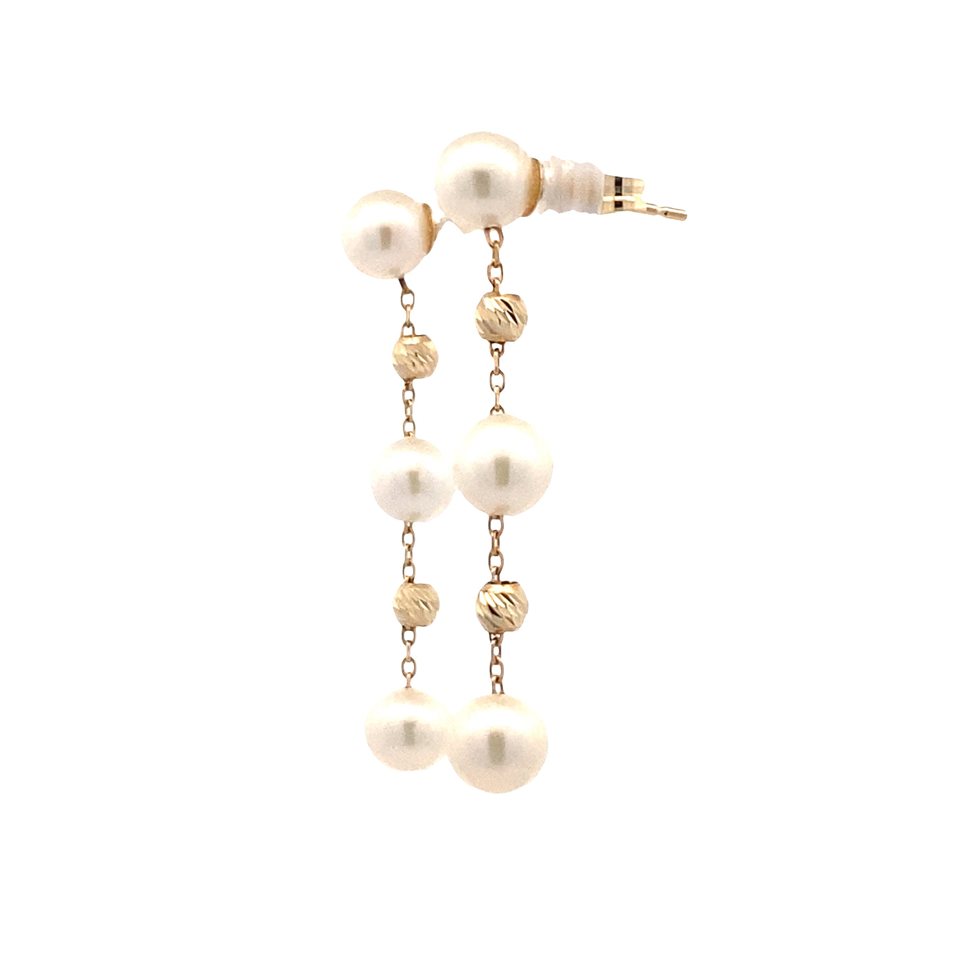 Beaded Pearl Drop Earrings in Yellow Gold by Imperial