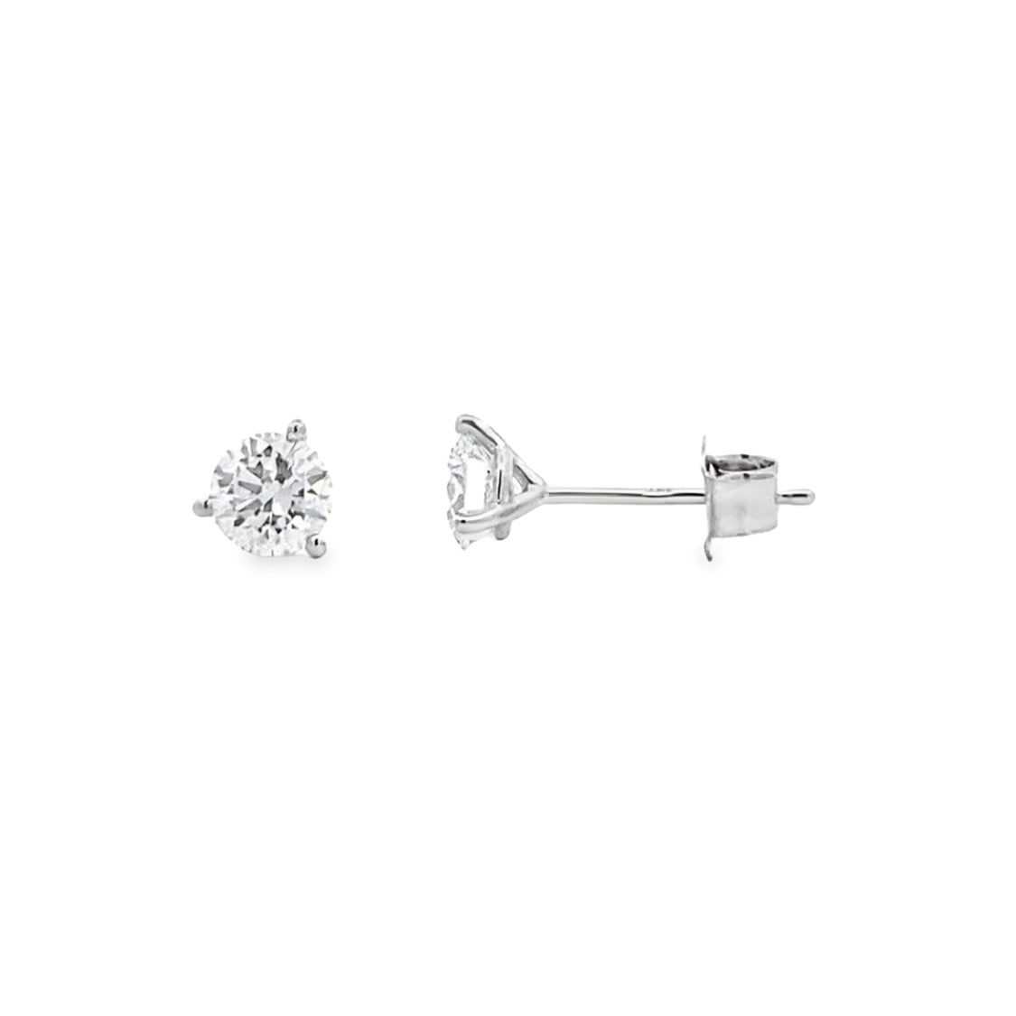 Lab-Grown 1.00CTW Diamond Stud Earrings in 14K White Gold, 3-Prong