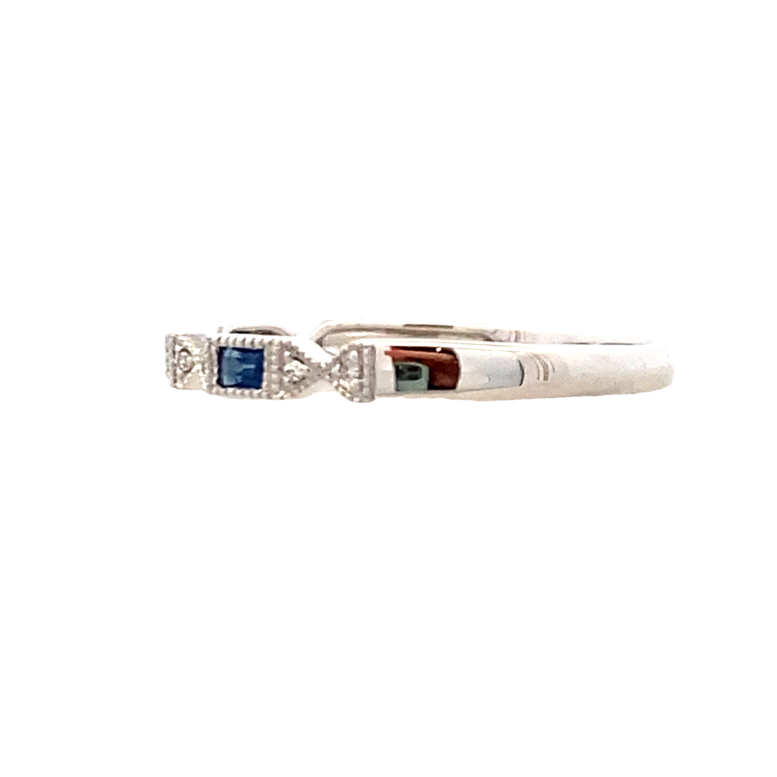 Baguette Sapphire and Diamond Band in White Gold